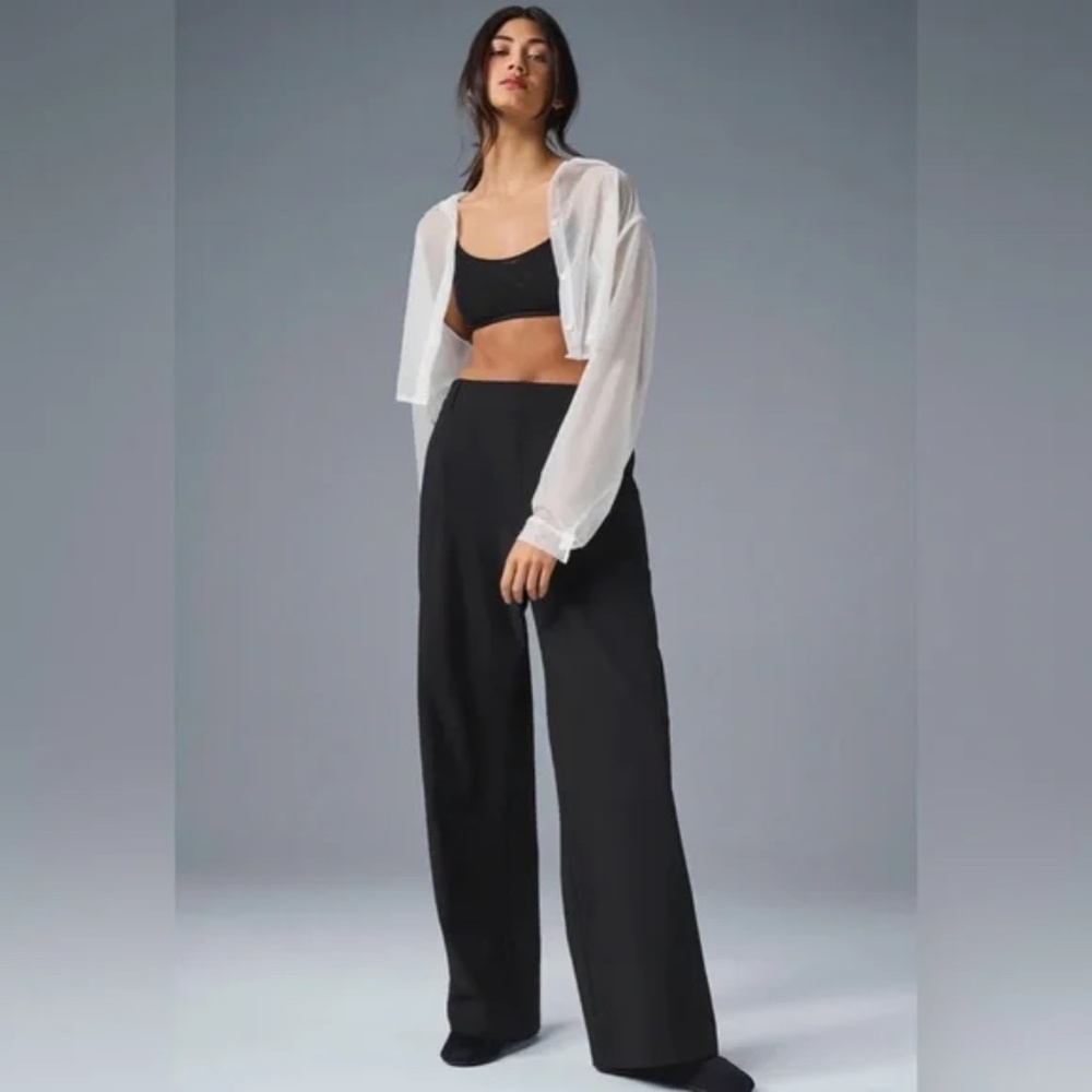 ALO Yoga Black Wide-Leg Track Pants